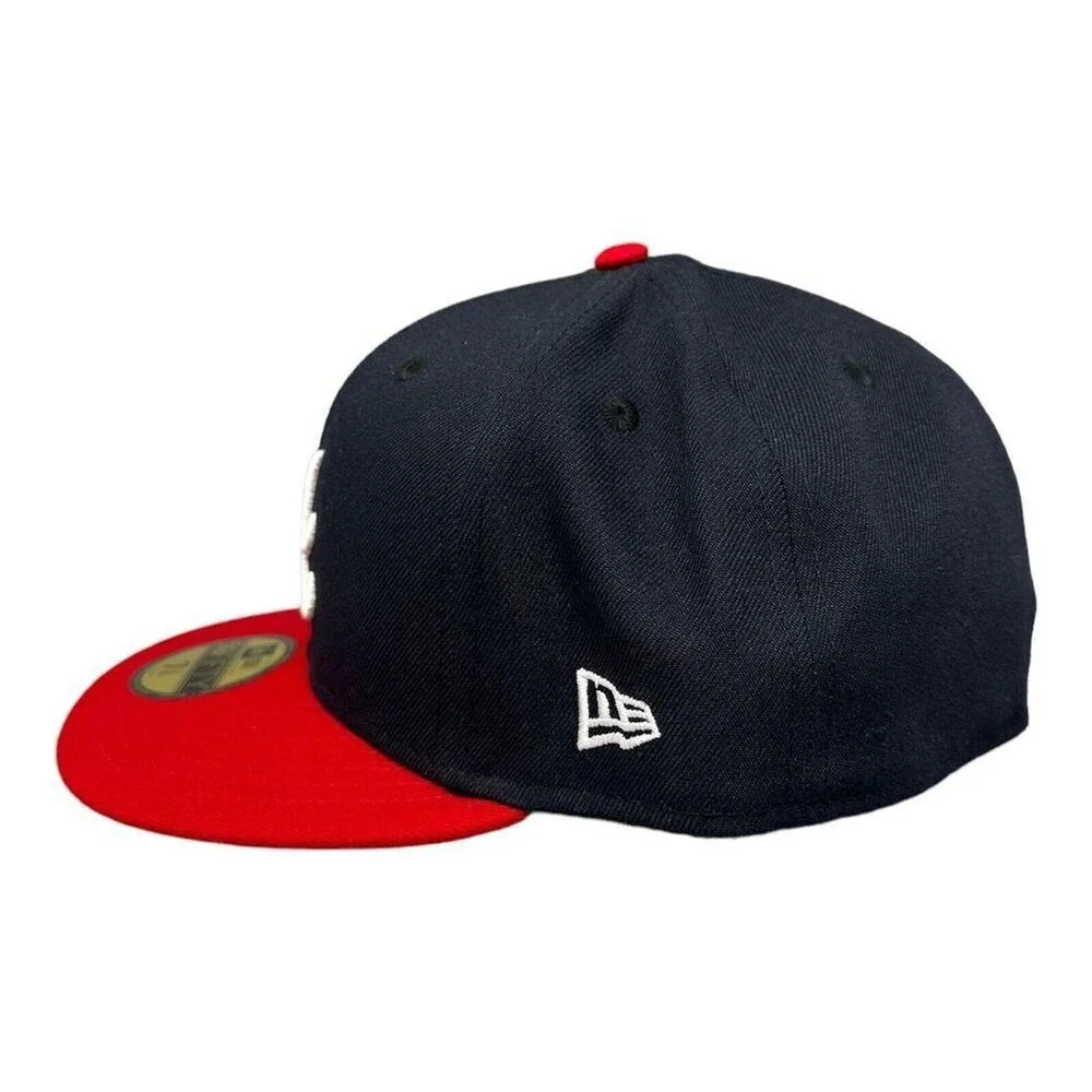 New Era 59Fifty Atlanta Braves Navy Blue Red Fitted Hat Men's Sz 7-3/4 NEW